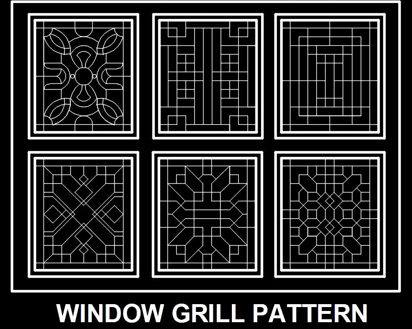 Window Grill CAD Blocks- 6 Elevation Designs